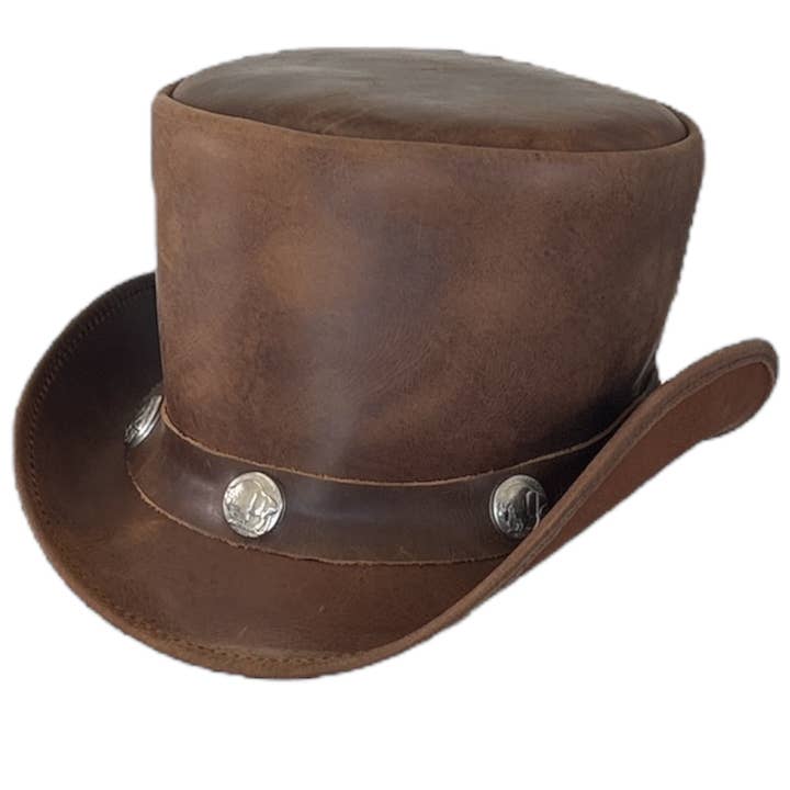 Leather Top Hat by Levine Hats for wholesale by Levine Hat Company