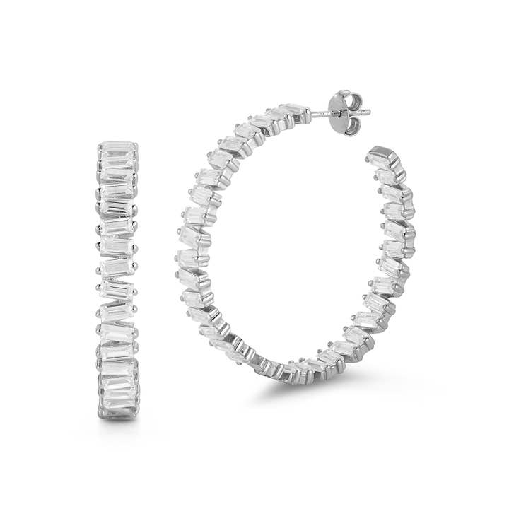 Glaze Jewelry - Vendita all'ingrosso Orecchini a cerchio - Orecchini a cerchio Baguette CZ