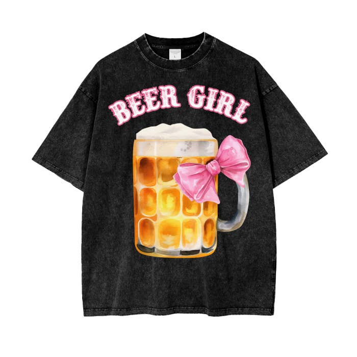 Acid Wash Beer Girl Shirt for wholesale by Colorfulmamas