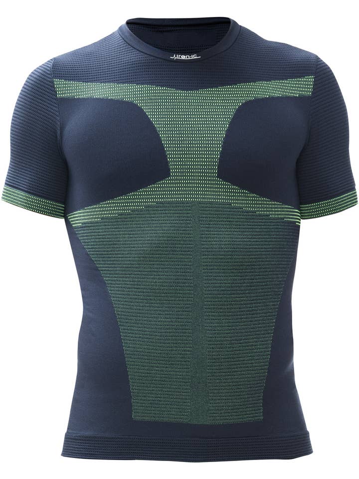 MAN running IRON-IC 6.0 short sleeve t-shirt blue/yellow for wholesale by Iron-Ic