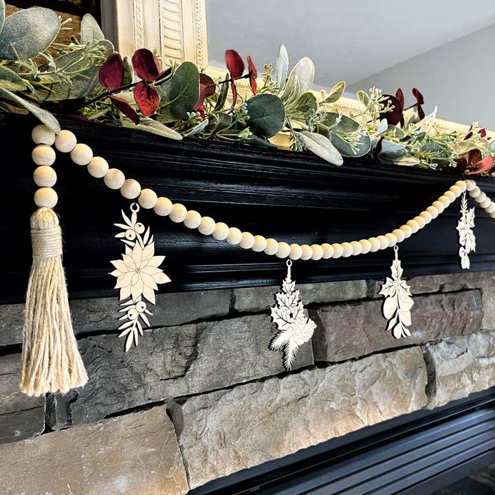 Winter Botanicals Wood Garland for wholesale by Inspired Indigo