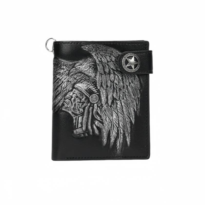 Tourtiwi – wholesale Wallet - Men’s – Gothic Indian Pattern Bifold Chain Wallet0