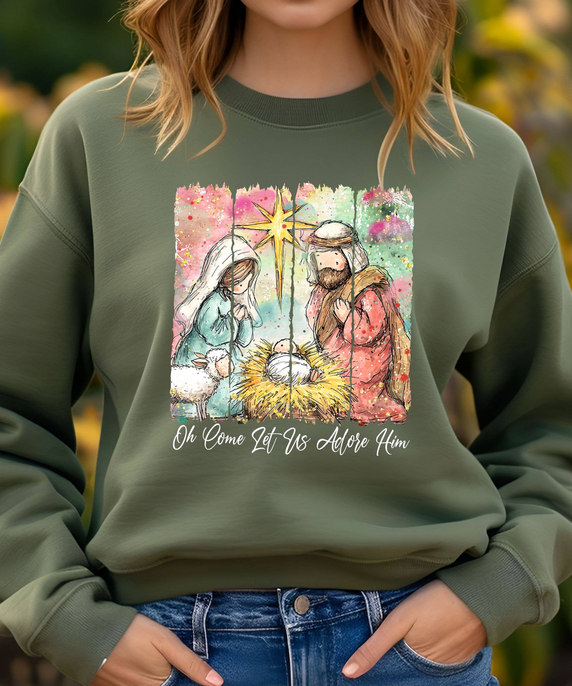 Midday USA - Wholesale Graphic Sweatshirt - Women's - Let Us Adore Him Christmas Sweatshirt 7