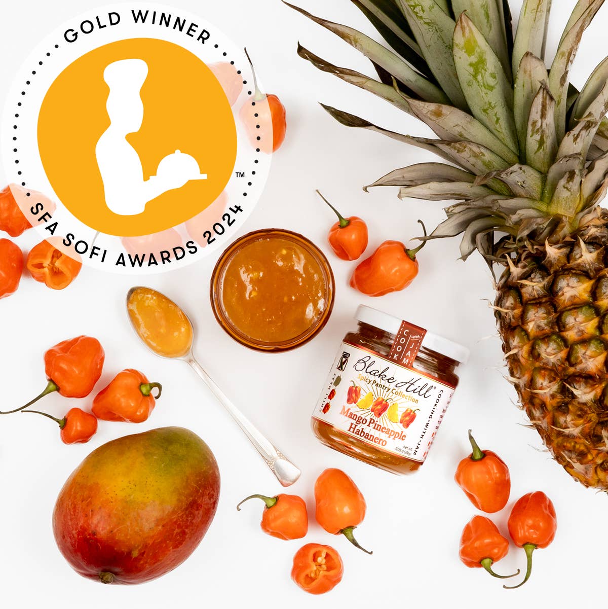 Blake Hill Preserves - Wholesale Jam/Jelly - Mango Habanero Spicy Chili Jam: sofi GOLD Winner1
