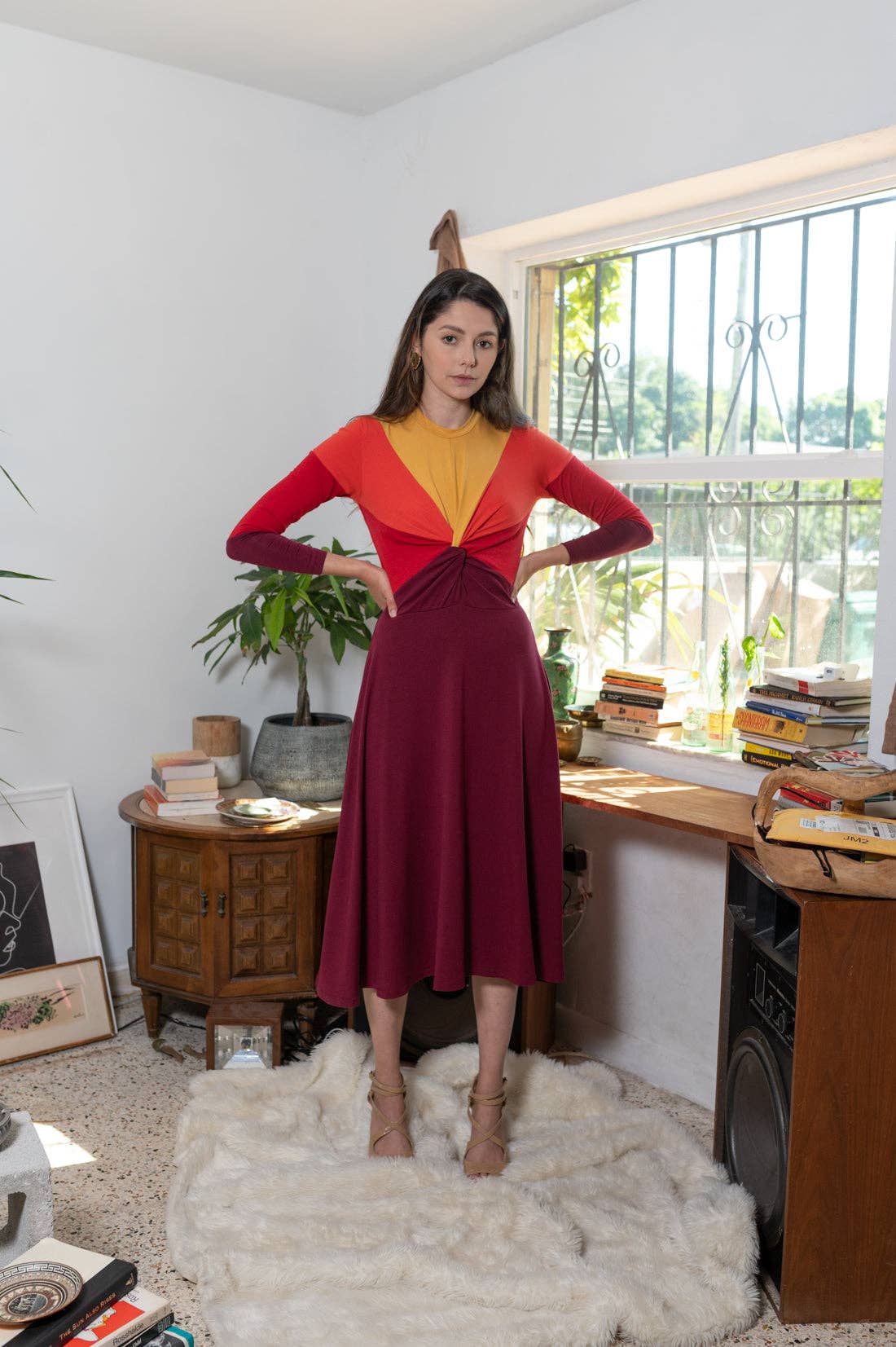 Manifiesto - Vente Robe – femme - Robe-pull midi Sunset