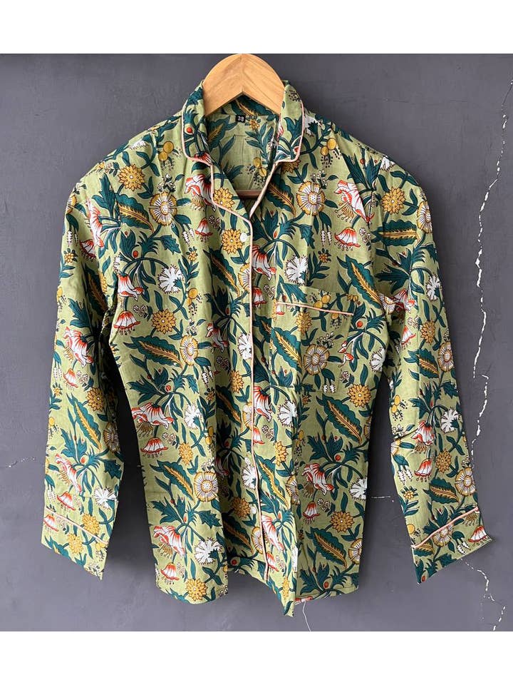 Bhawana Handicrafts - Wholesale Sleepwear Set - Women's - New Design Block Printed Cotton Night Suit Pants Shirt Sets2