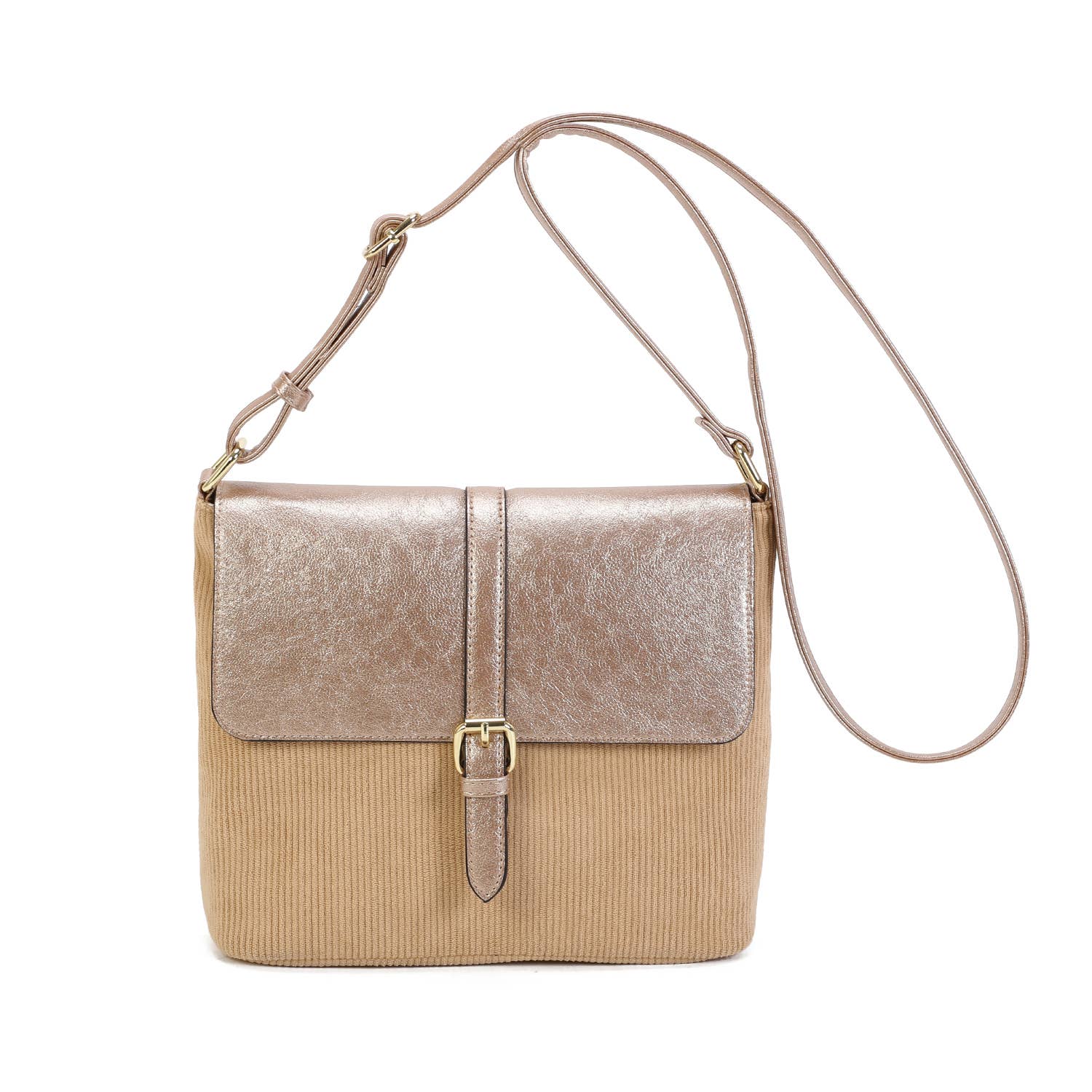 INES DELAURE - Wholesale Shoulder Bag - Women's - Corduroy shoulder bag trimmed with PU0