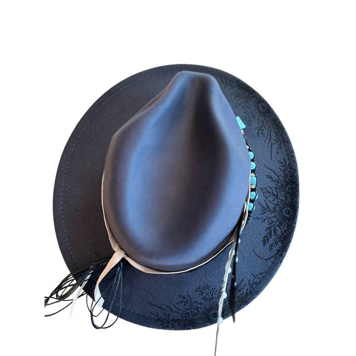 Wild Indigo - Vendita all'ingrosso Cappello da cowboy - Donna - Cappello da cowboy Western Burned Hat con visiera a girasole2