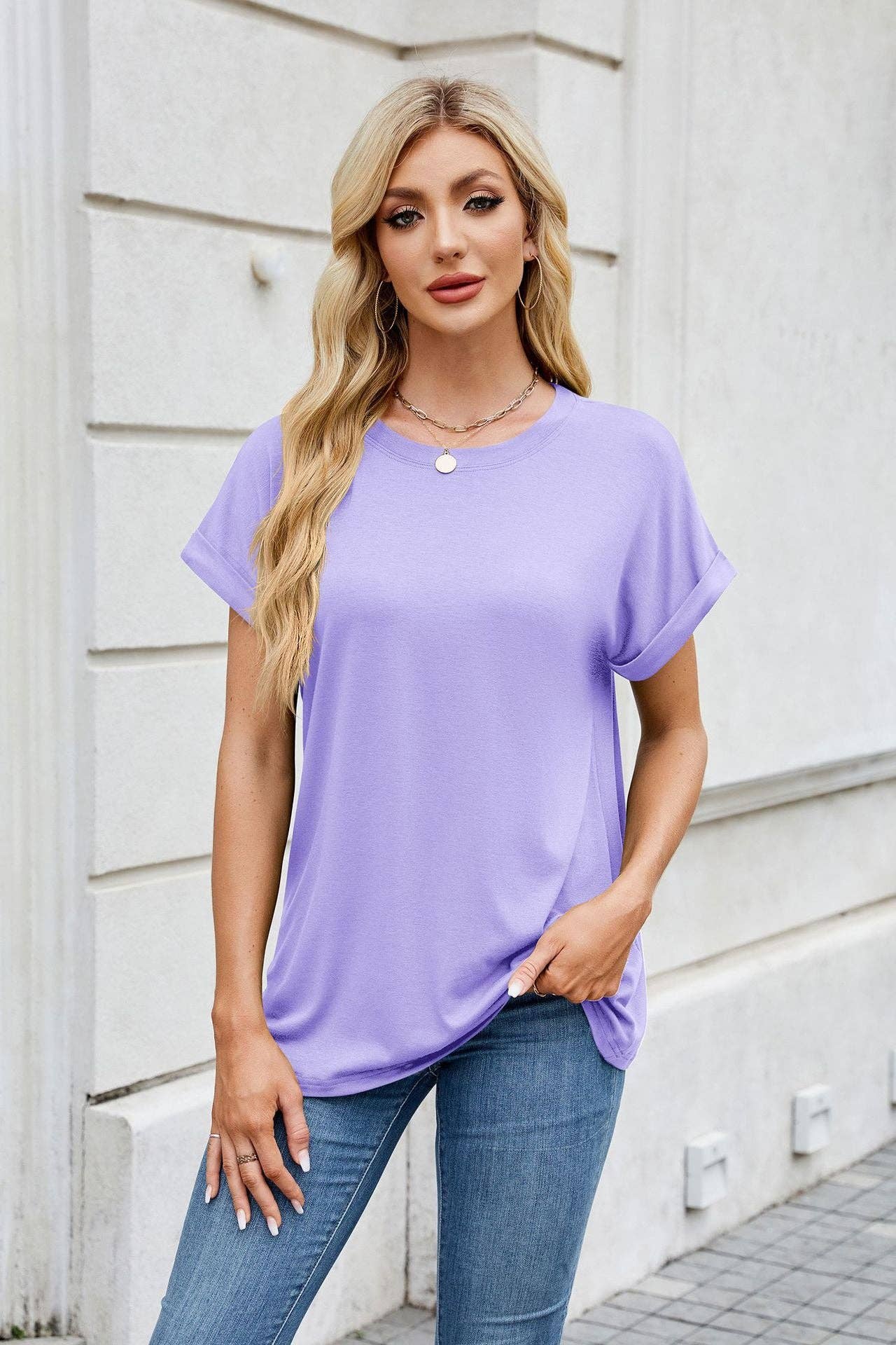 Lovesoft - Wholesale T-Shirt - Women's - Round Neck Loose Short Sleeve T-Shirt Top13