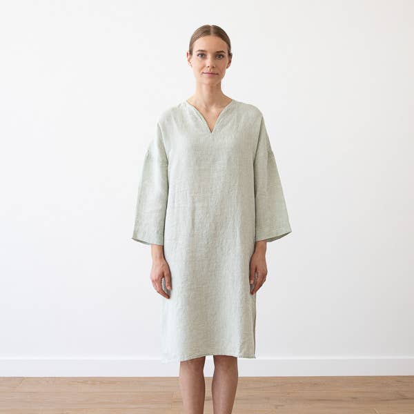 Linen Tunic Moss Green Melange Nida for wholesale by LinenMe