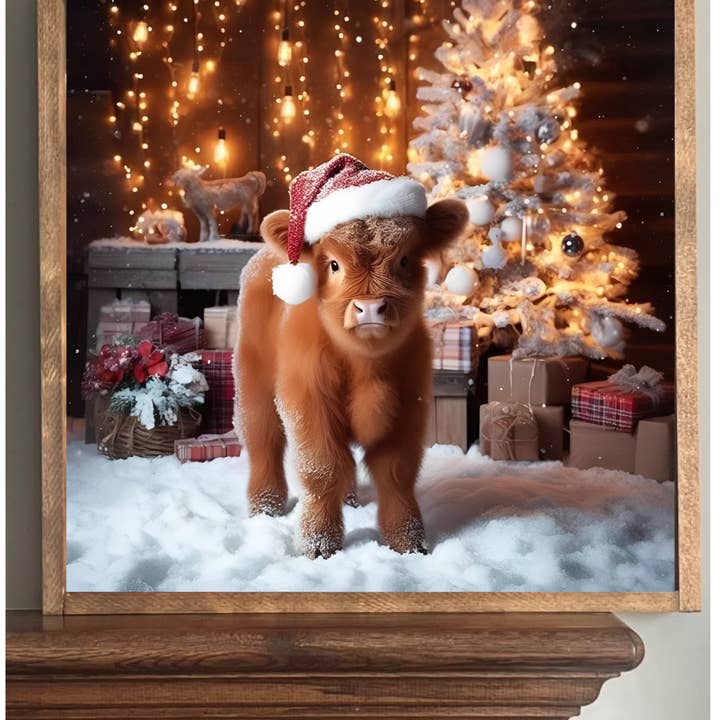 Stir Crazy Signs - Wholesale Sign - Santa's Helper Highland Cow Farmhouse Sign