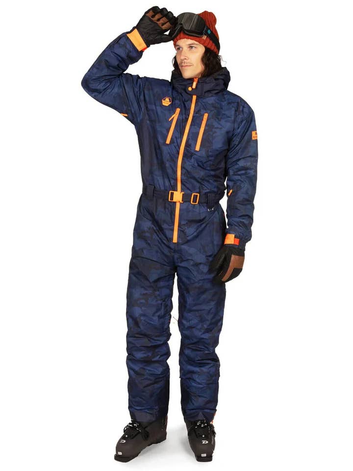 Fato de Neve Freestyler Camuflado - Fato de Esqui Azul Camuflado para Homem por atacado de Tipsy Elves
