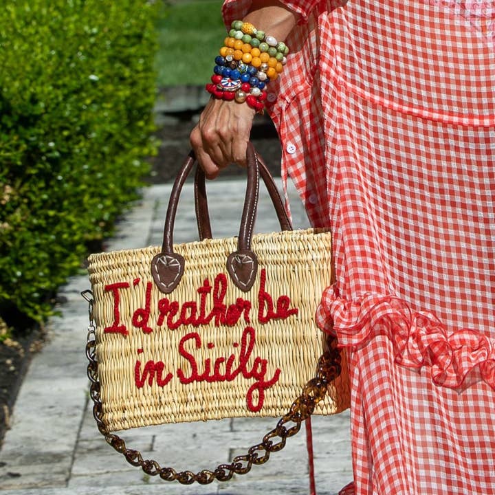 Lilliana Jag skulle hellre vara i Sicilien läderhandtagsväska för wholesale av Oriana Lamarca Designs