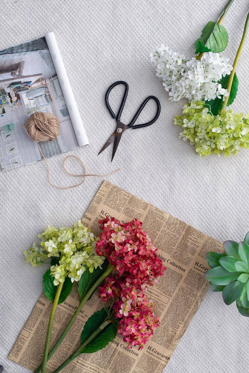 A&B Home Group Inc. - Wholesale Artificial Flowers - 9x6x34" French Hydrangea - Green8