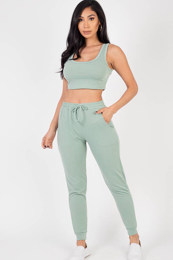CAPELLA APPAREL – Großhandel Loungewear-Set – Damen – Kurzes Tanktop und Jogginghose aus französischem Terry11