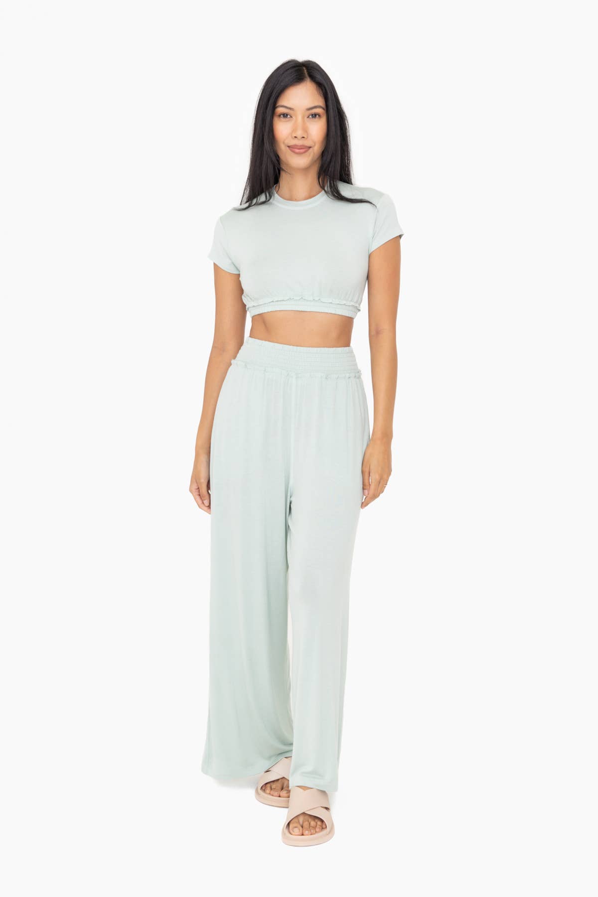 Mono B - Wholesale Pants - Women's - Smocked Waist Wide-Leg Pants4