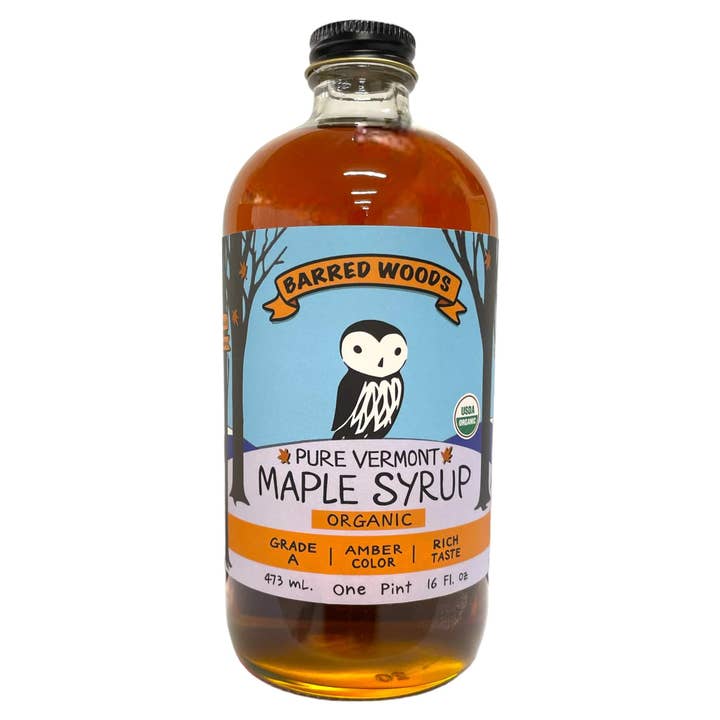 Barred Woods Maple - Wholesale Maple Syrup - Glass Bottle of Pure Vermont Organic Maple Syrup - One Pint