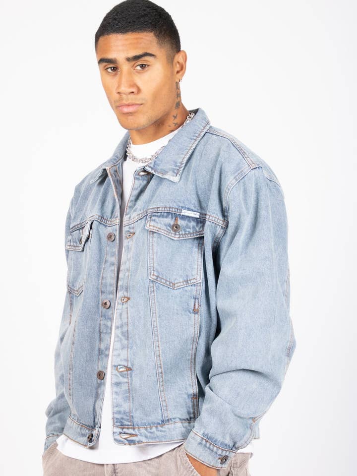 LNP VINTAGE STONEWASH OVERSIZED BOXY DENIM JACKET for wholesale by LIQUOR N POKER