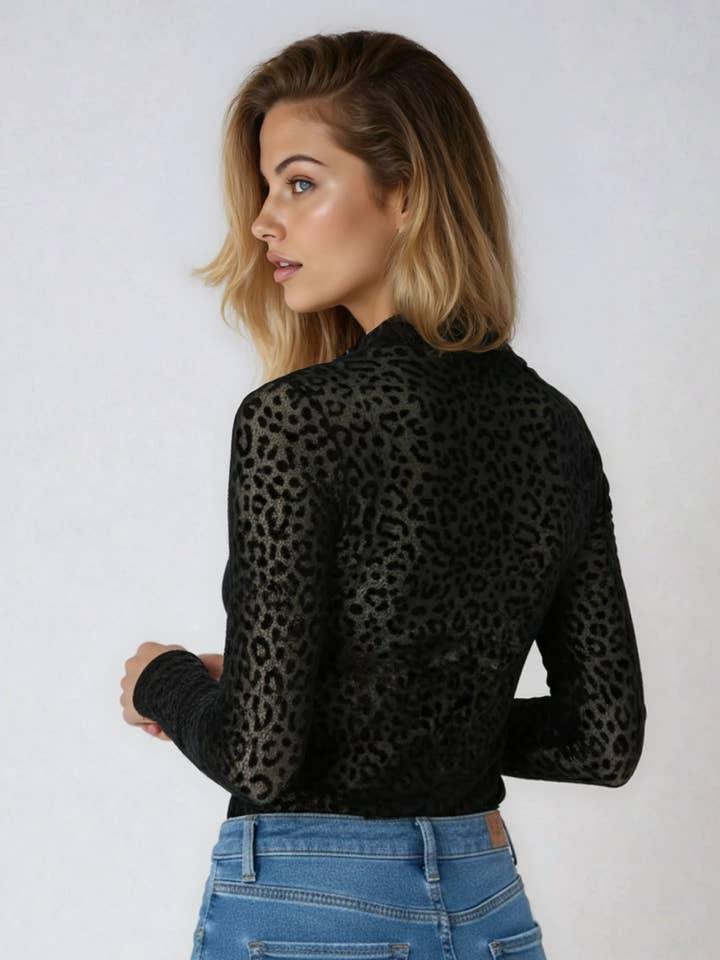 Miss Sparkling - Wholesale Blouse - Women's - Mesh Printed Long Sleeve5