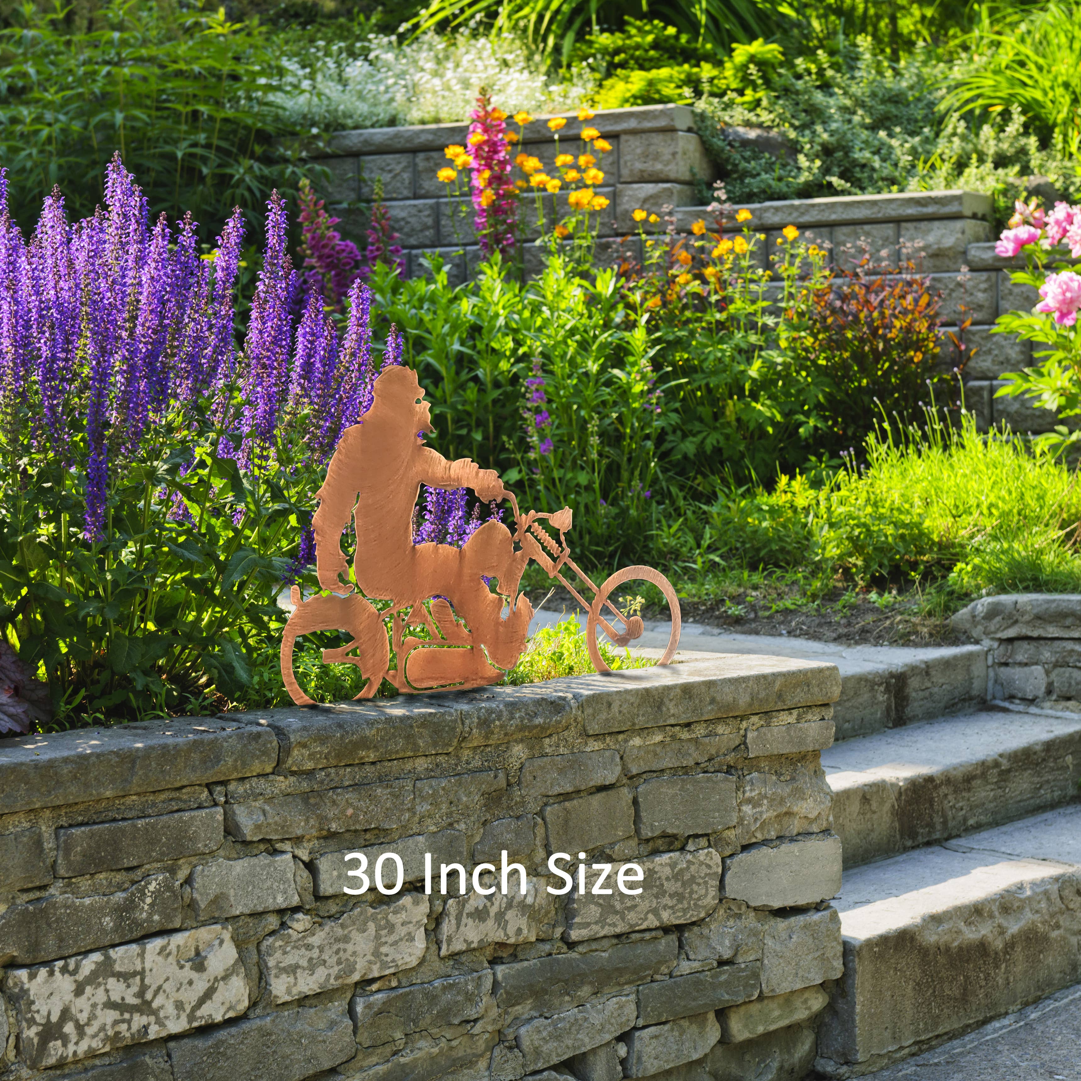 Crooks Designs - Wholesale Outdoor Ornament/Decor - BigFoot Chopper, Metal Yard Art Statue, Rust Finish 2