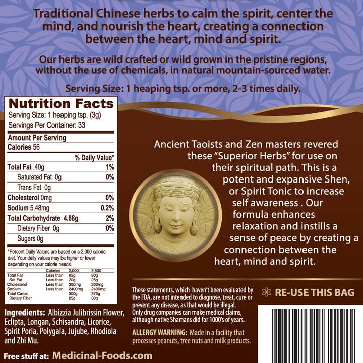 Medicinal Foods, LLC – Engroshandel Sundheds-/detox-te – Søvn & Meditation Tonic Wild-udformet beroligende urter