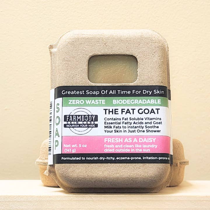 Farmbody Skin Care - Venta al por mayor Pastilla de jabón - The Fat Goat | El mejor jabón de leche de cabra y sebo para eccema y piel irritada4