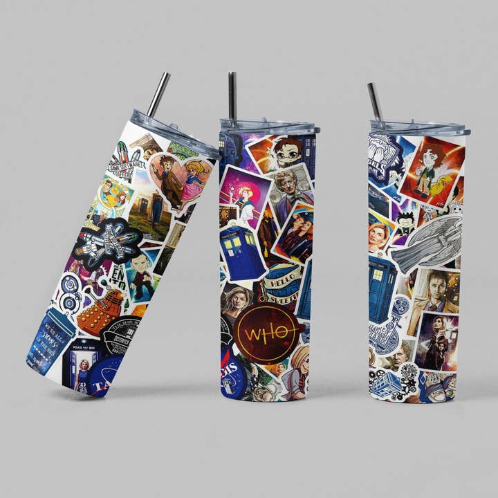 Dr. Who Sticker TV Inspired Sci Fi Tumbler for wholesale by The Geek Boutique