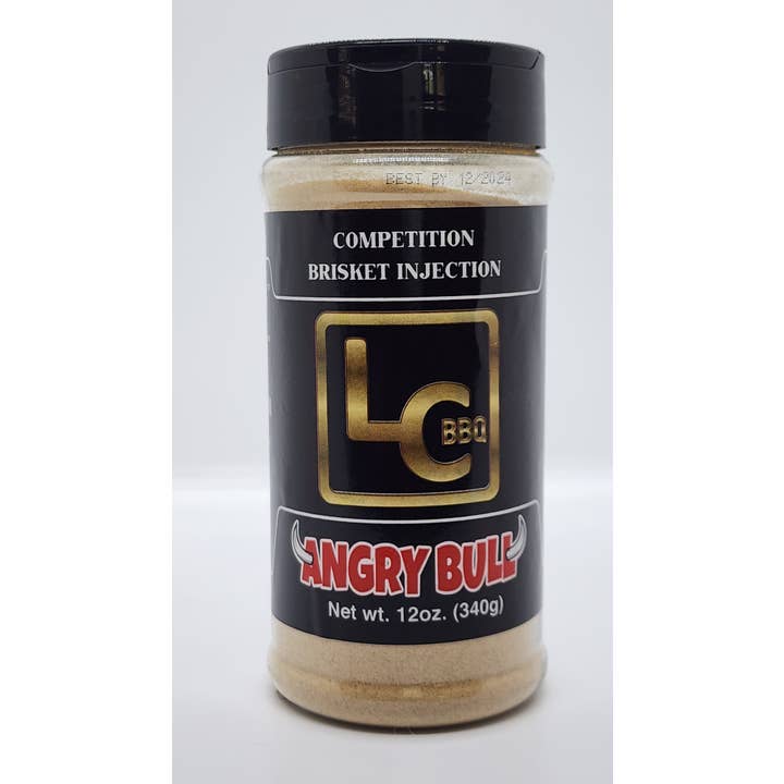 LC BBQ - Wholesale BBQ Sauce - Angry Bull - Competition Brisket Injection - 12oz shaker1