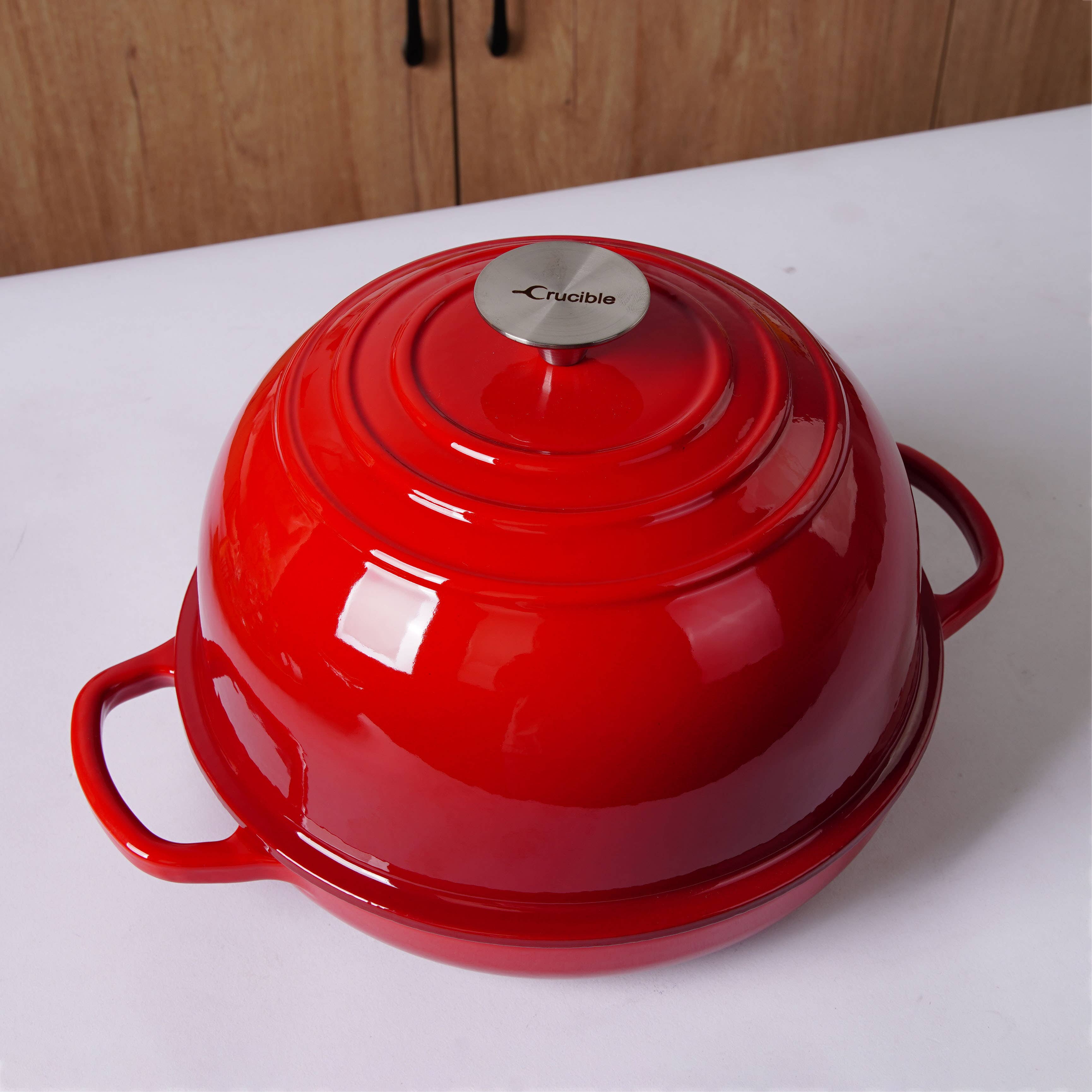 Crucible Cookware - Wholesale Bread Pan - Enameled Cast Iron Bread Pan, Artisan Bread Oven Form - Red1