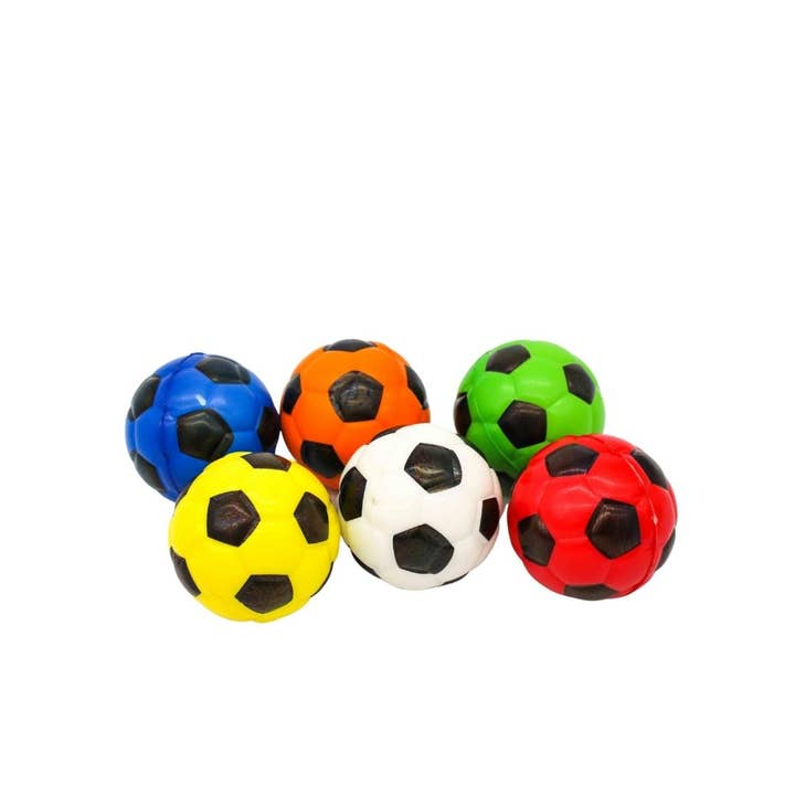 2.5" Assorted Colors Foam Soccer Ball (Dozen) for wholesale by Plush Appeal LLC