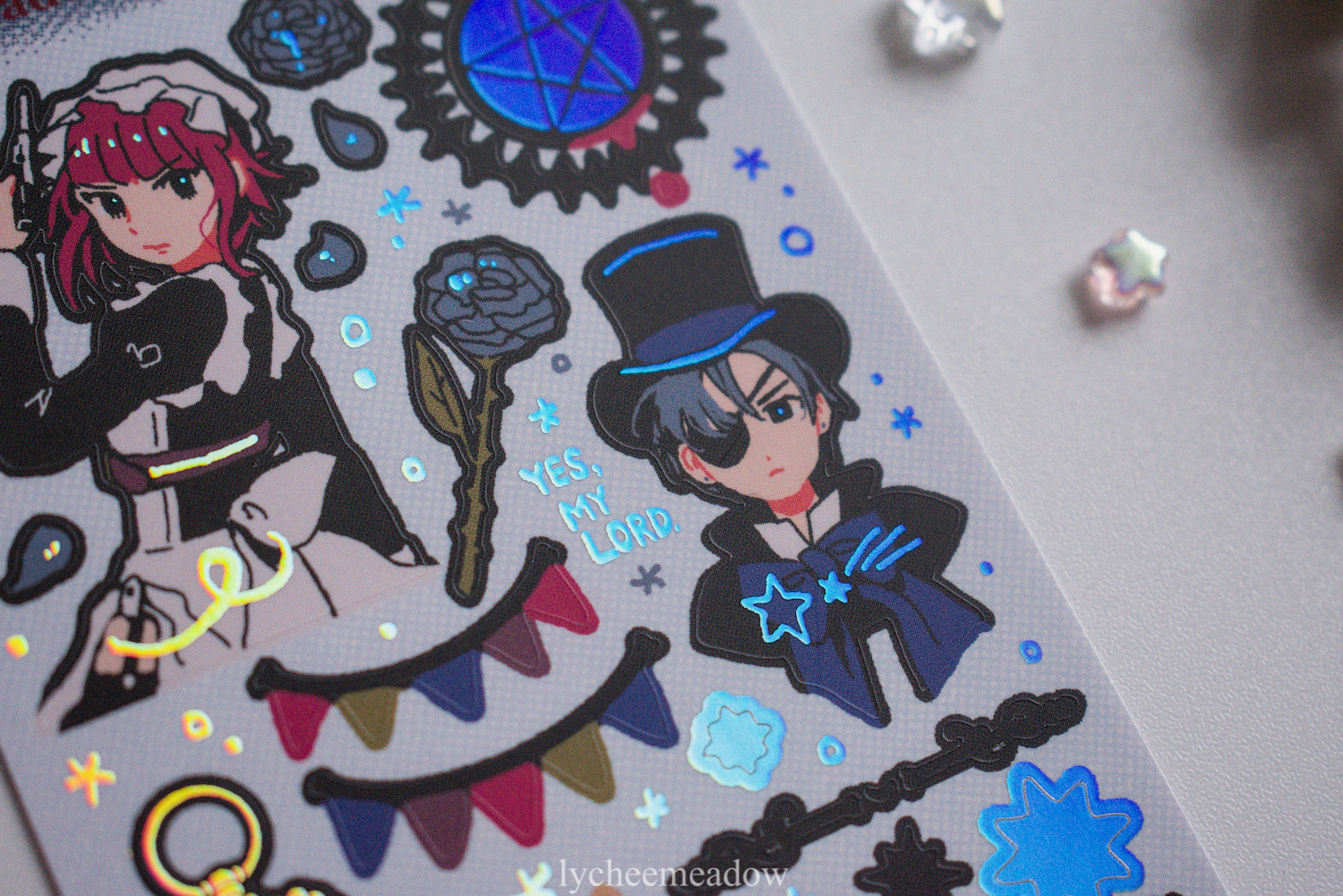 Lycheemeadow - Wholesale Sticker - Kuroshit Holographic Sticker Sheet4
