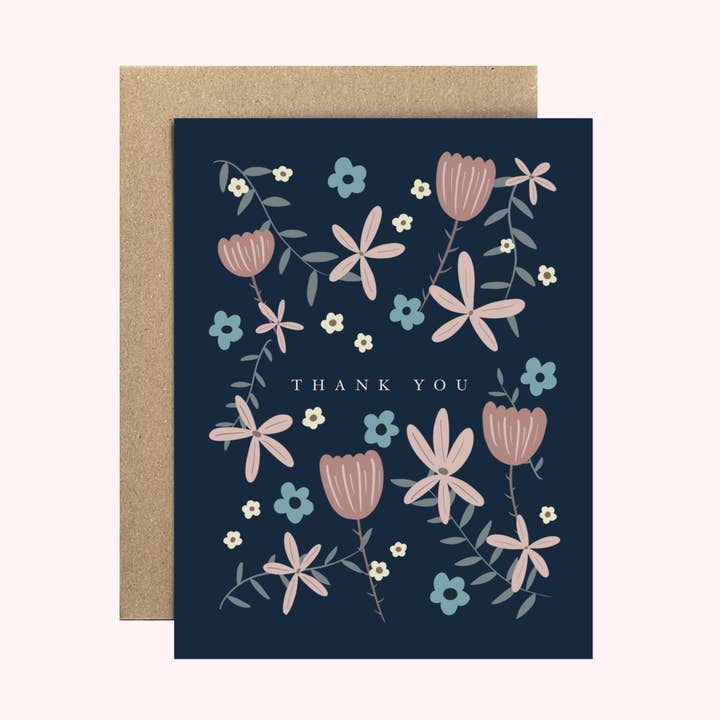 Cartão de felicitações Navy Florals por atacado de Blue Whale Paper Co
