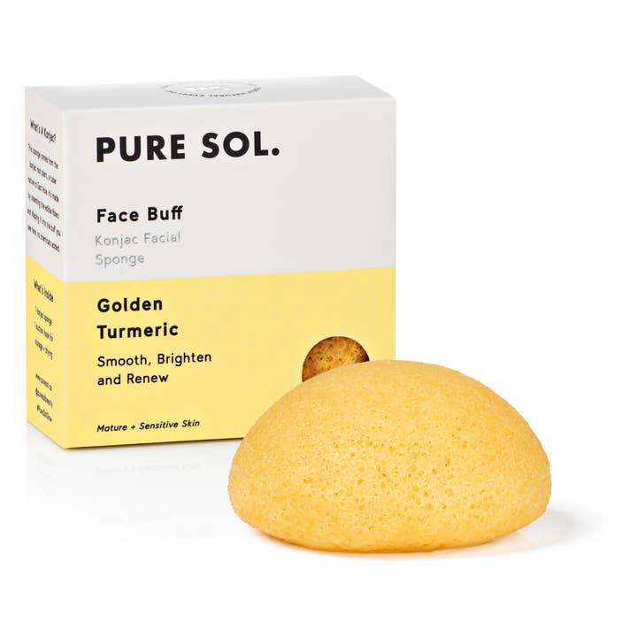 Face Buff Turmeric Facial Konjac Sponge for wholesale by PURE SOL.