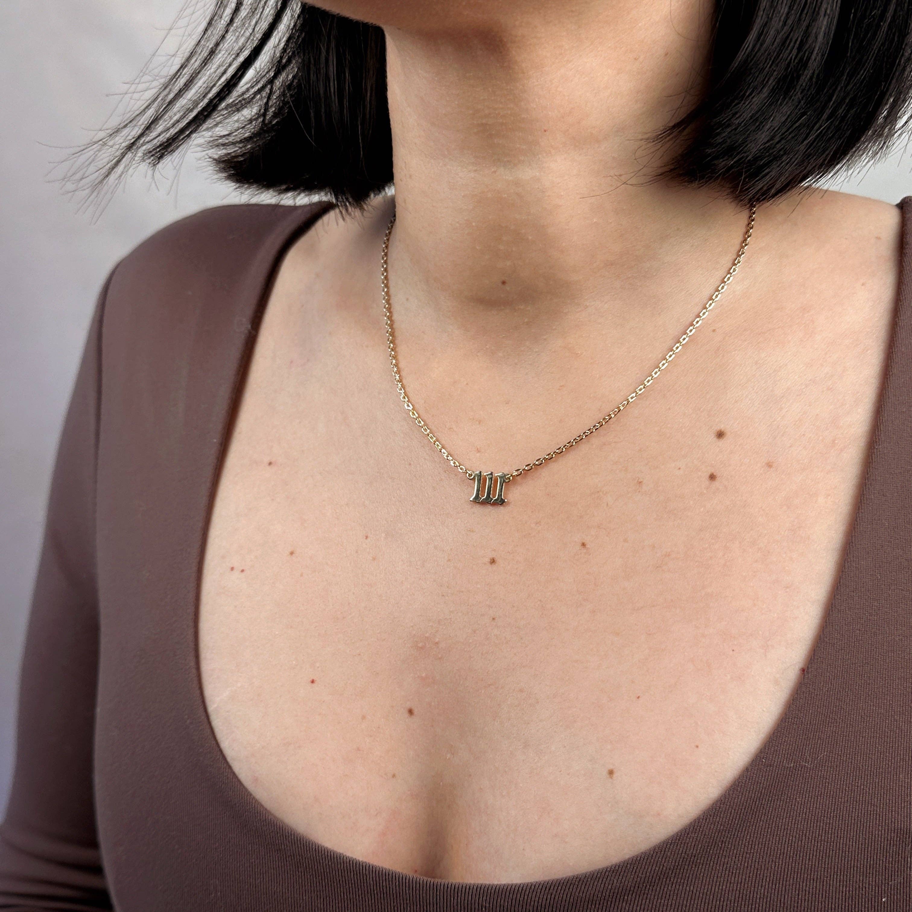 GoldFi - Wholesale Pendant/Charm Necklace - 18k Gold Filled Angel Number Necklace1