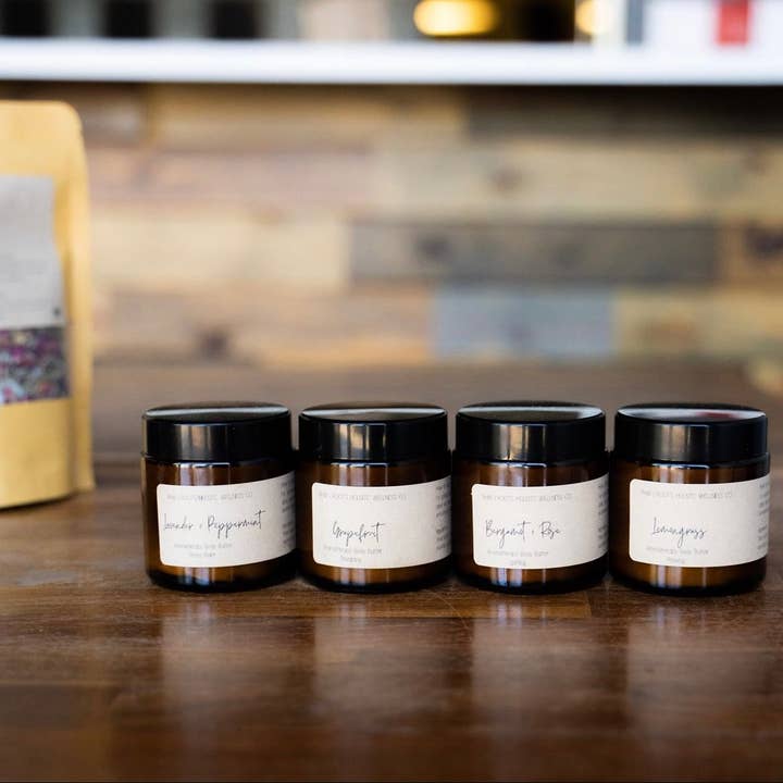 Lavender + Peppermint Aromatherapy Body Butter (4 oz) for wholesale by Roots Holistic Wellness Company