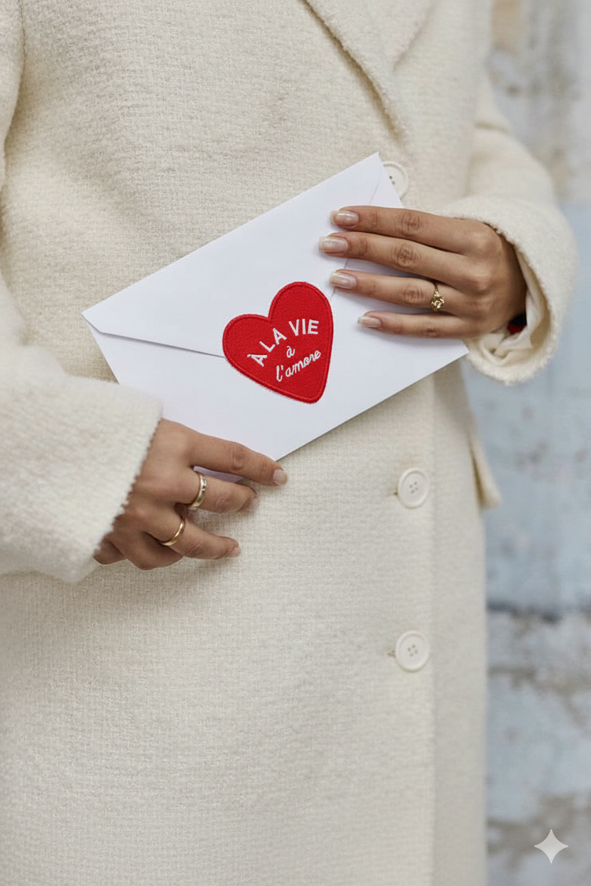 Un baiser français s'il vous plaît – Engroshandel Posetaske - Dame – Genanvendt stofpose med hjerte2