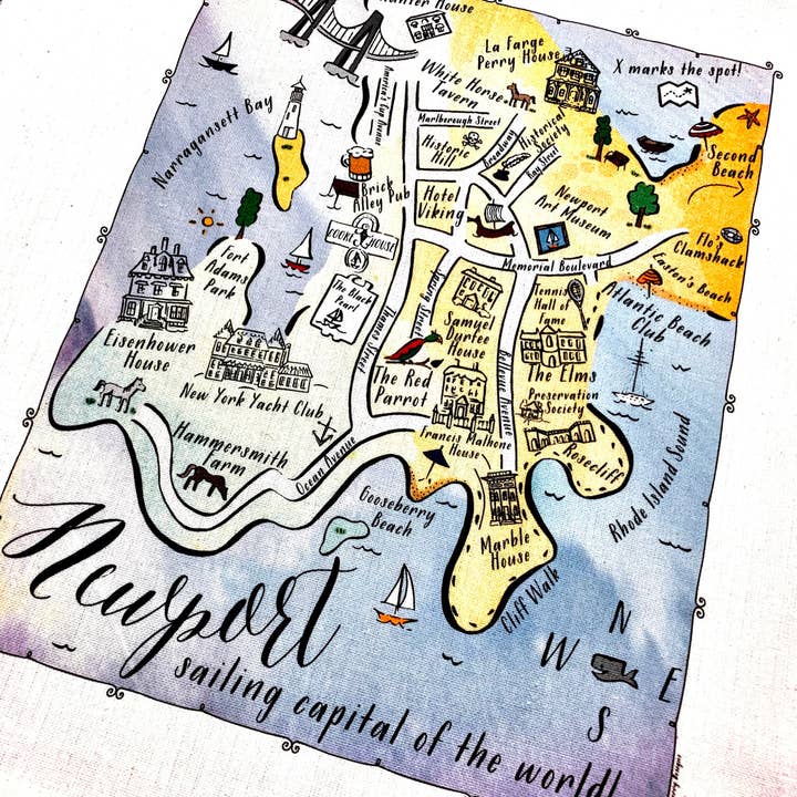 Newport RI Gestreiftes Geschirrtuch für den Großhandel von Gooseberry Designs