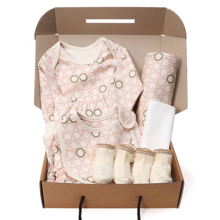 Set regalo per bambino biologico, 7 pezzi, motivo: coccinella rosa per la vendita all'ingrosso da parte di WithOrganic