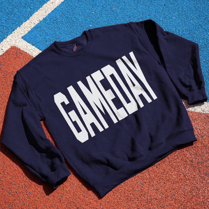 Fashion City - Wholesale Graphic Sweatshirt - Unisex - GAMEDAY Text OVERSIZE Logo Print Fleece Sweatshirt6