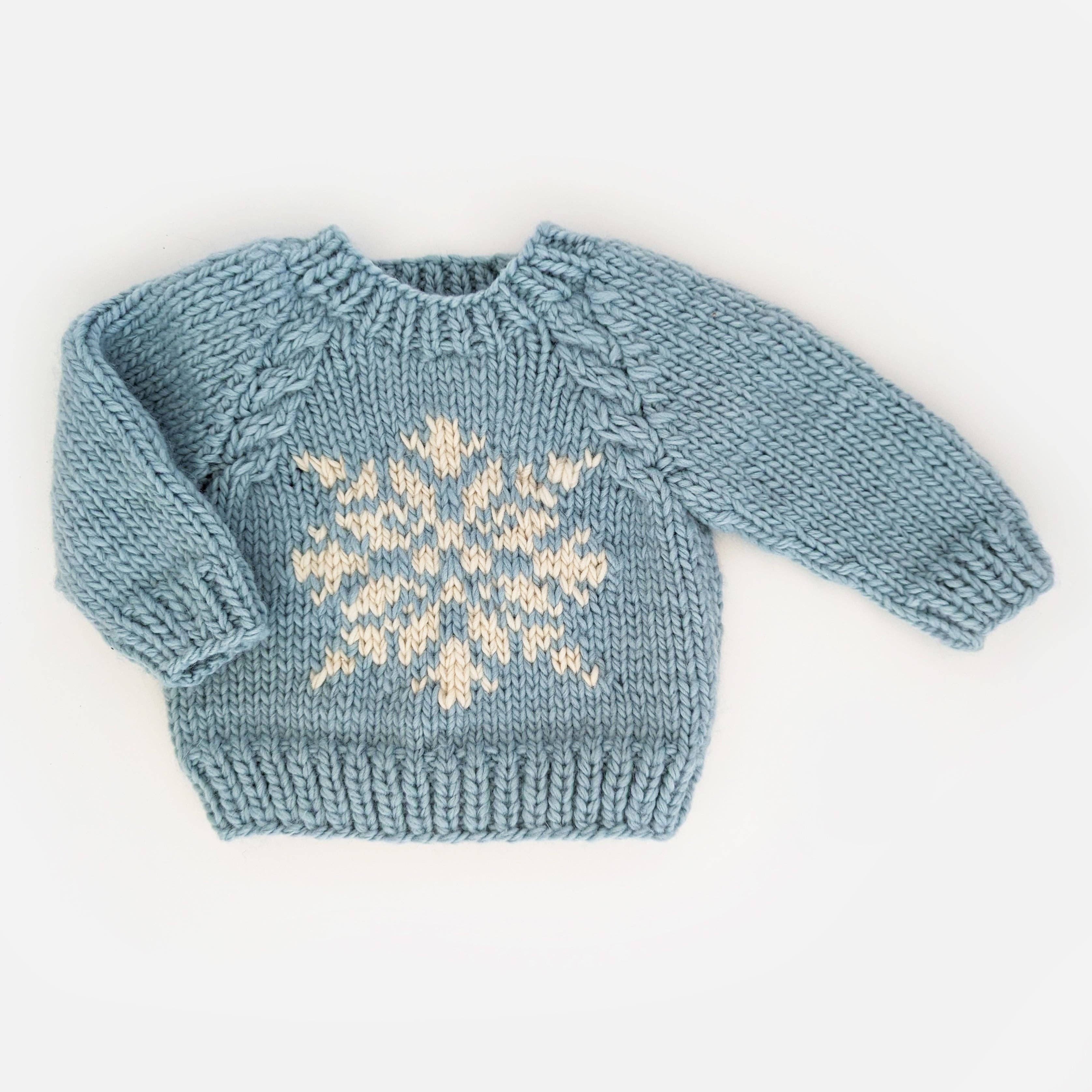 Huggalugs - Wholesale Knit Sweater - Baby - Snowflake Surf Blue Crew Neck Sweater Baby & Toddler SALE
