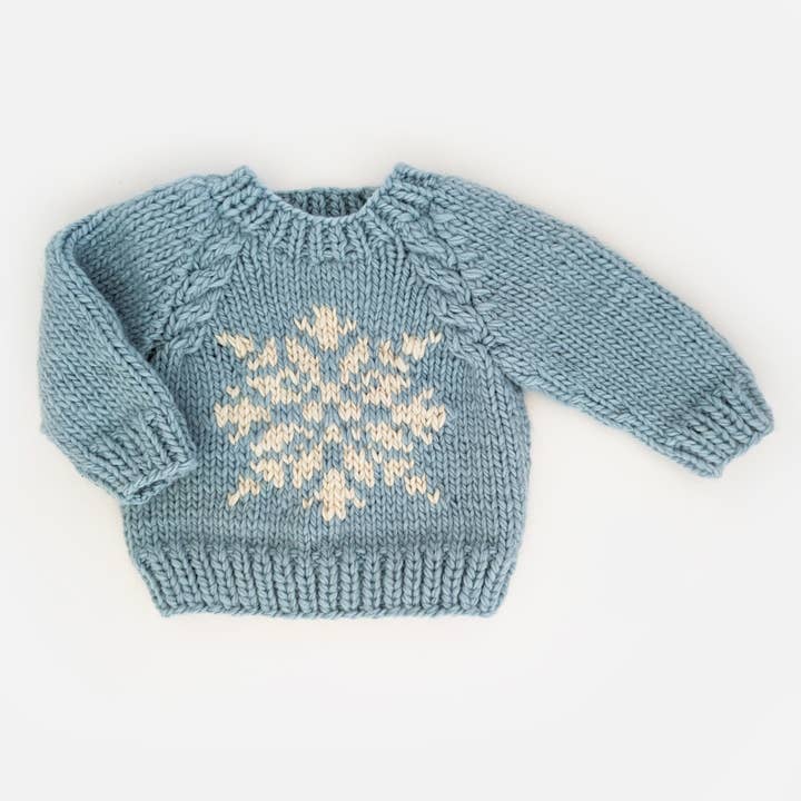 Snowflake Surf Blue Crew Neck Sweater for Baby & Toddler for wholesale by Huggalugs