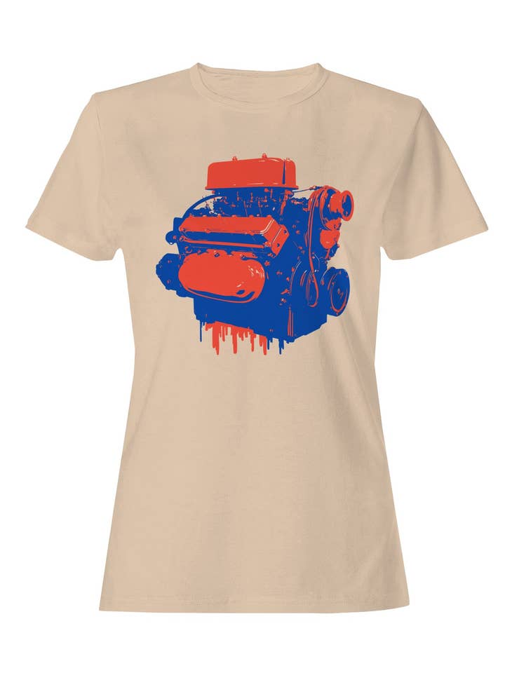 Retro Dual-Tone Engine Art Women's T-shirt for wholesale by TShirtGuys.com