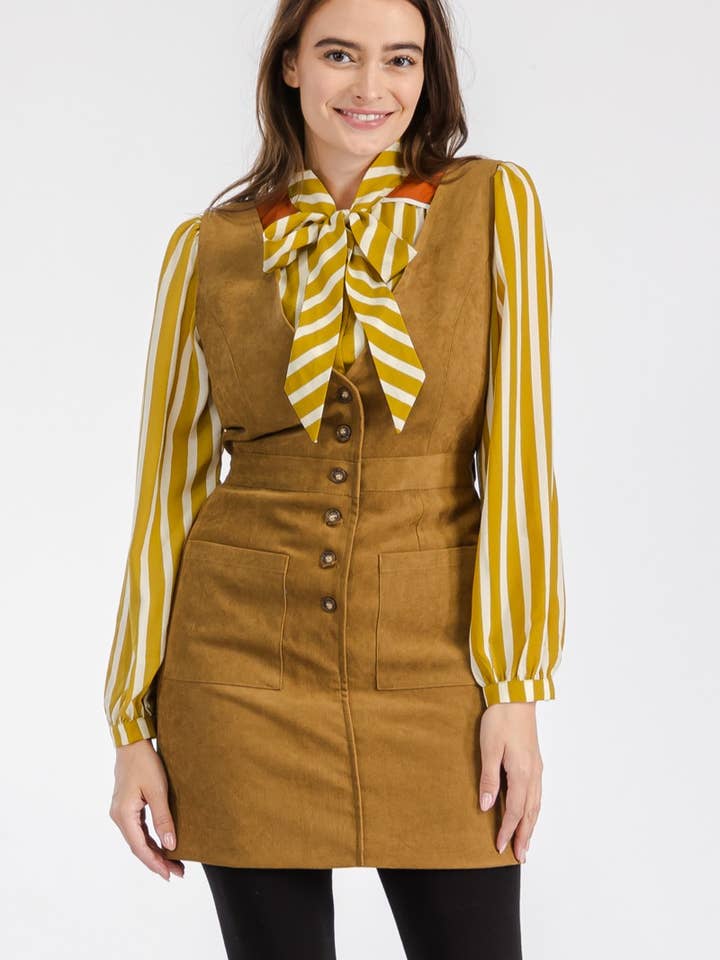 Cute corduroy sleeveless mini-dress EBJD641 for wholesale by Tulip.B