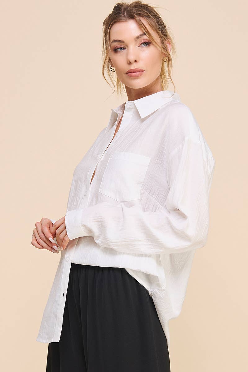 Allie Rose - Wholesale Button Down Shirt - Women's - Easy Textured Button Front Shirt9