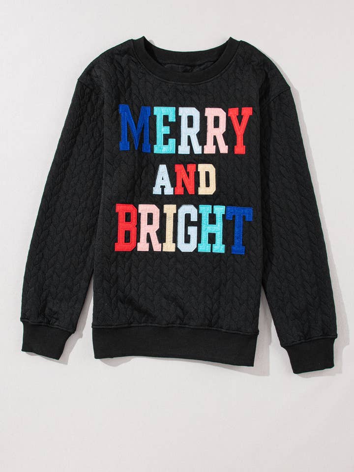 Suhkasana - Wholesale Sweatshirt - Women's - White LUCKY Chenille Embroidered Cable Knit Pullover Sweatshirt54