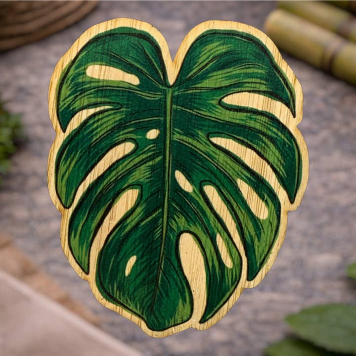 Autocollant Écologique en Bambou Monstera pour la vente par Bamboo Wood Stickers
