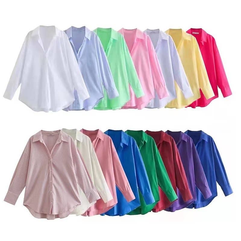 Marayn - Wholesale Button Down Shirt - Women's - European Summer Womens City Chic Poplin Shirt11