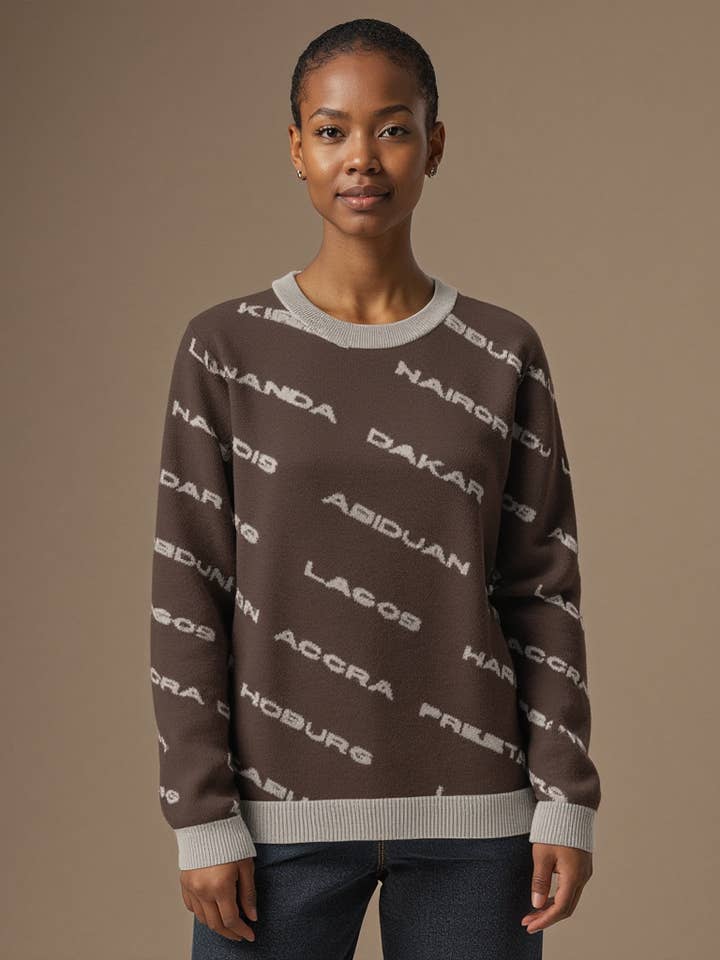 Felpa Città Africane - Marrone per la vendita all'ingrosso da parte di DUA MENKA