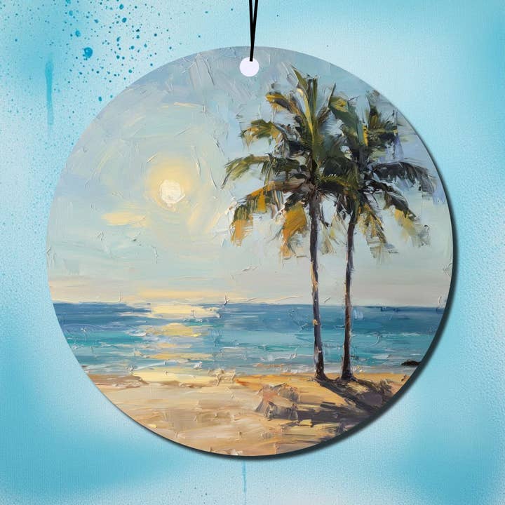 Palmas Sol Agua - Adorno colgante para coche 70 mm para venta al por mayor de frostedgrey