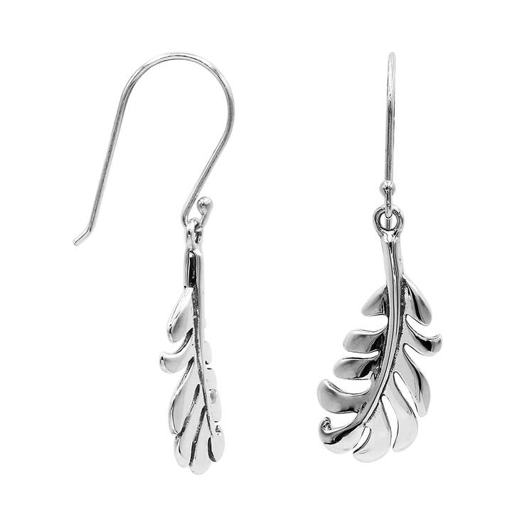 AE-6302-S Sterling Silver Feather Curve Drop Earrings With Smooth Polished Detailing – Wholesale Collection for wholesale by Bali Designs